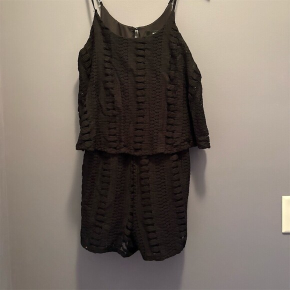 Mossimo Pants - Mossimo Romper Womens Size L Black Lace Overlay Lined Fairy Babydoll Coquette